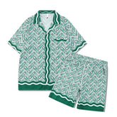 Summer Hawaiian Beach Digital Print Abstract Shirt Set